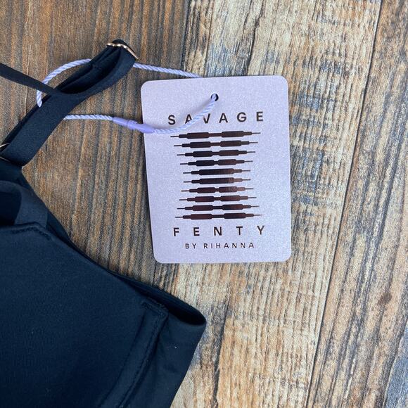 Savage X Fenty by Rihanna Women's 32C Caviar Black Soft N Savage Padded Demi Bra - Picture 2 of 16